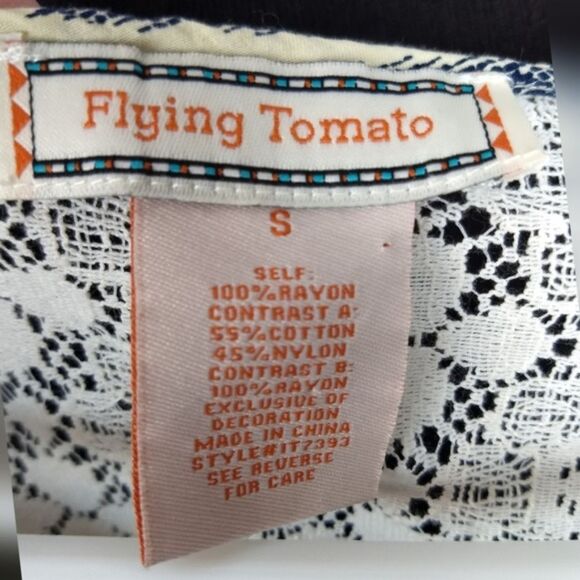 Flying Tomato lace bell sleeve boho top Small - Picture 6 of 10